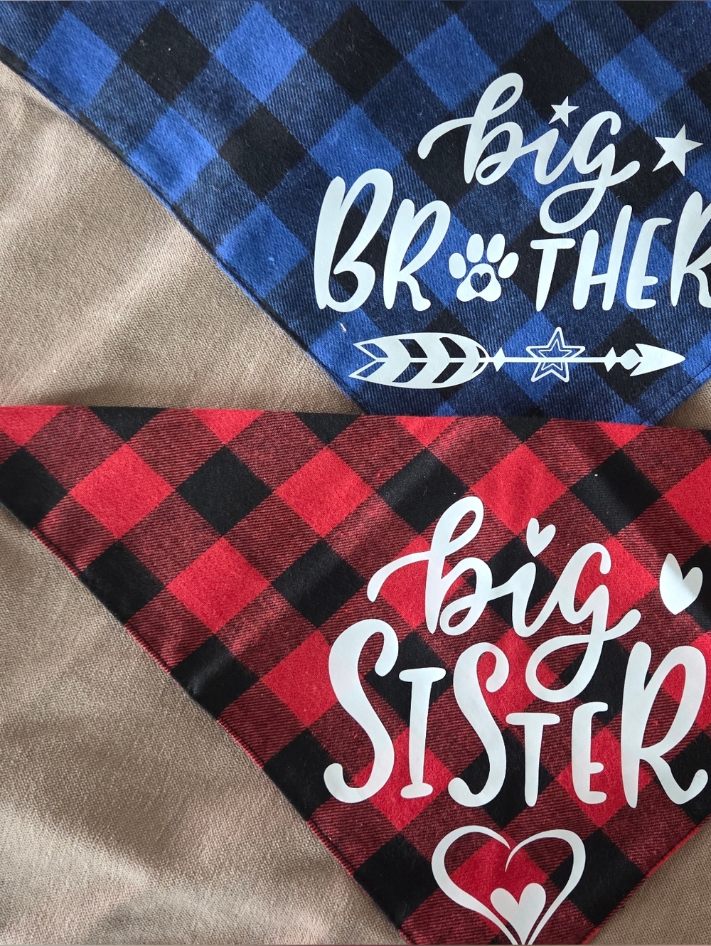 Big Brother & Big Sister Buffalo Plaid Bandanas NEW